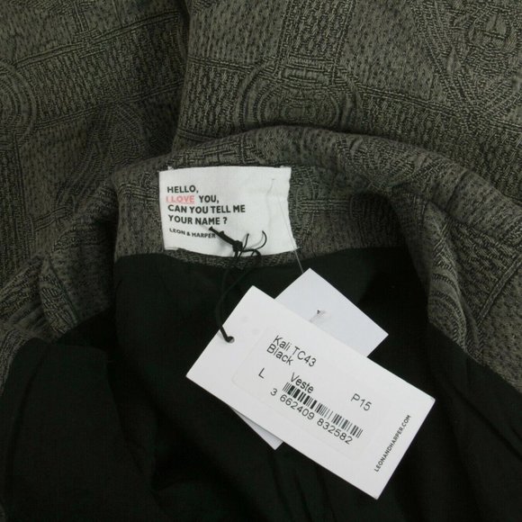 Leon & Harper Kali Veste Kimono Imprime Noir Jacket NWT L - Picture 6 of 6